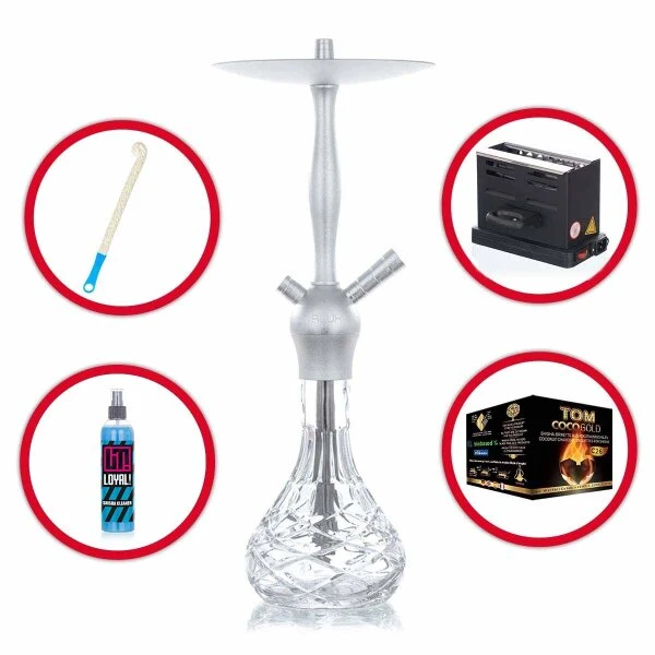 Shisha Komplettset Mit Aladin Shisha Alux - Admiral - Silber 9 Shisha Komplettset Mit Aladin Shisha Alux - Admiral - Silber – Bild 7